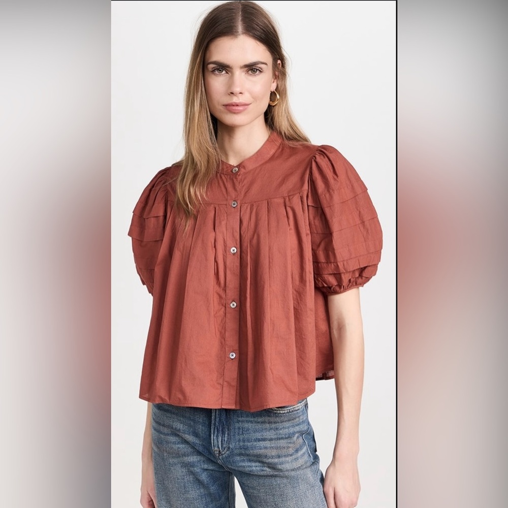 Sea New York Salome puff sleeve blouse top, S